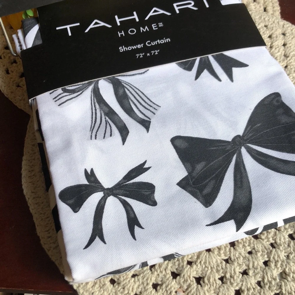 Tahari Home Monochrome BOW Shower Curtain